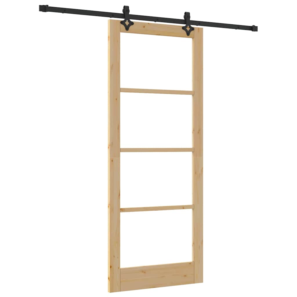 Porta Scorrevole Manuale Marrone 86 x 211 cm Legno e metallo 3332201