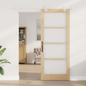 Set di Porta Scorrevole  con Hardware 86x211 cm Legno Massello di Pino 3332229