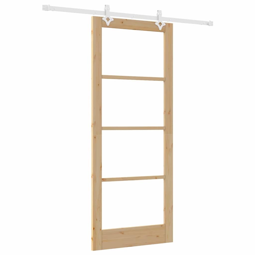 Set di Porta Scorrevole  con Hardware 86x211 cm Legno Massello di Pino 3332229