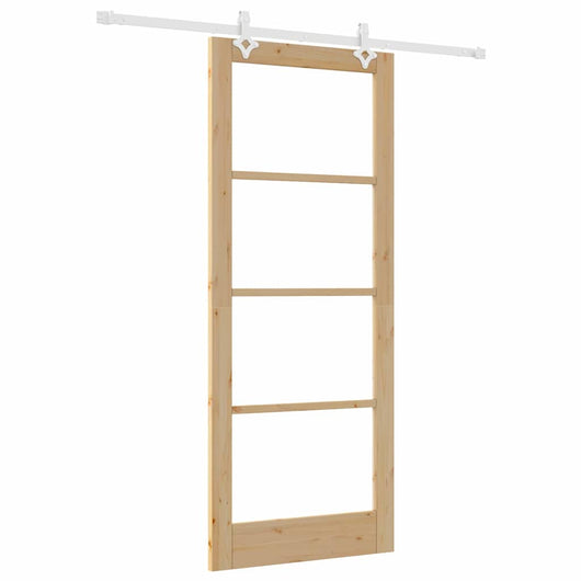 Set di Porta Scorrevole  con Hardware 86x211 cm Legno Massello di Pino 3332229