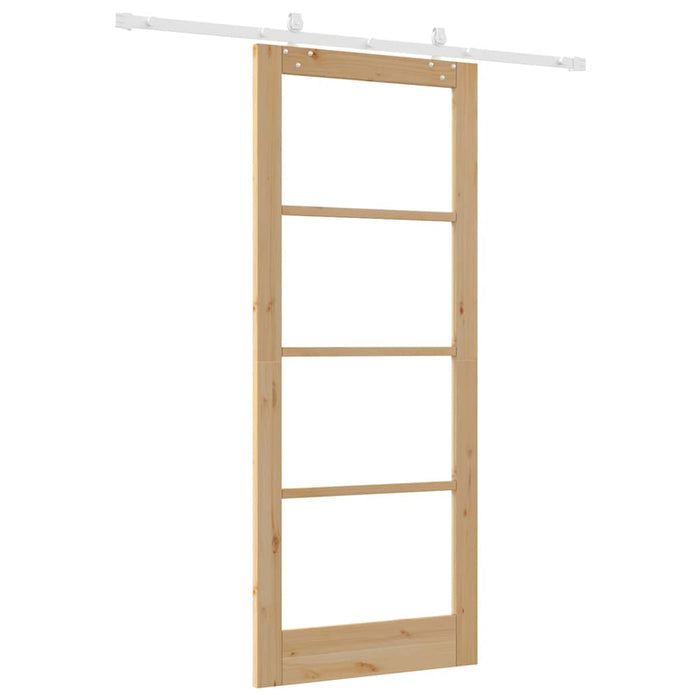 Set di Porta Scorrevole  con Hardware 86x211 cm Legno Massello di Pino 3332229