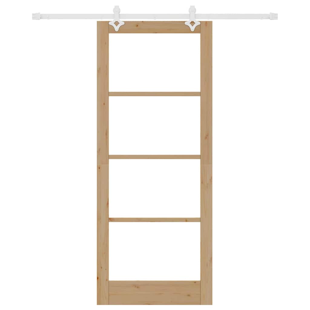 Set di Porta Scorrevole  con Hardware 86x211 cm Legno Massello di Pino 3332229