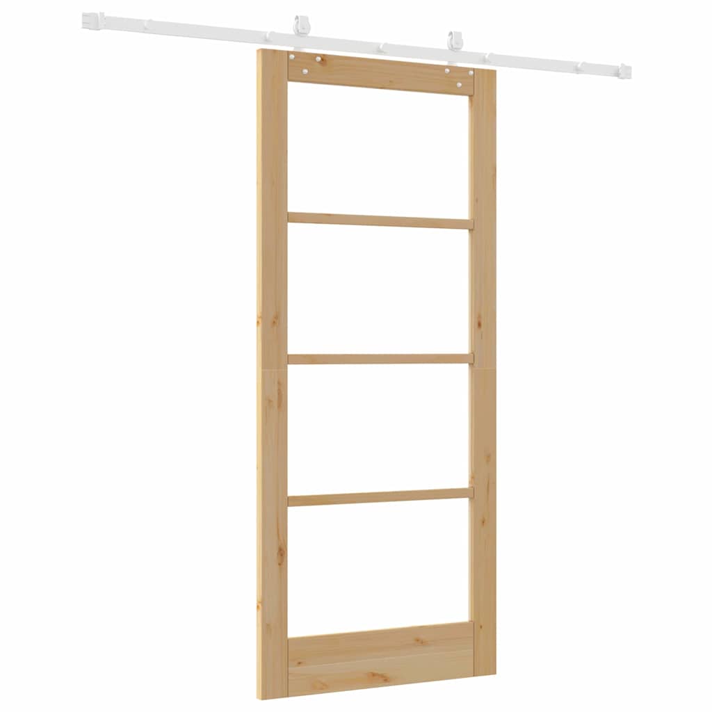 Porta Scorrevole Manuale Marrone 86 x 198.5 cm Legno e metallo 3332255