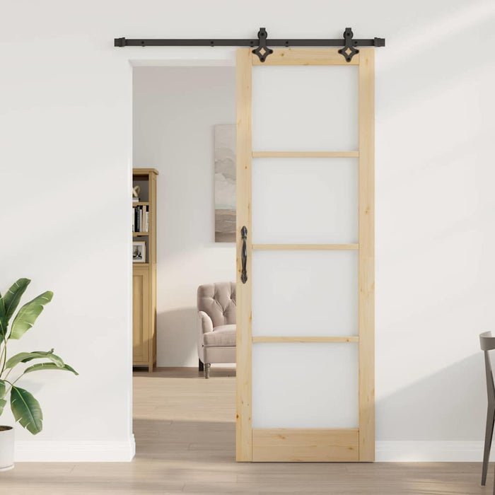 vidaXL Porta Scorrevole Marrone 78 x 232 cm Legno e metallo