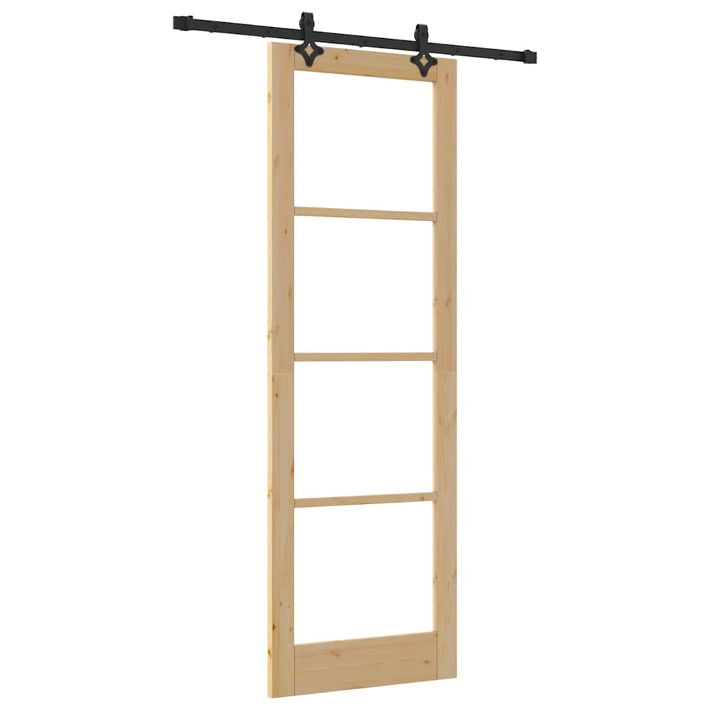 Porta Scorrevole  con Set di Accessori 78x232 cm Legno Massello di Pino 3332275