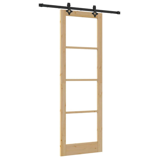 Porta Scorrevole  con Set di Accessori 78x232 cm Legno Massello di Pino 3332275