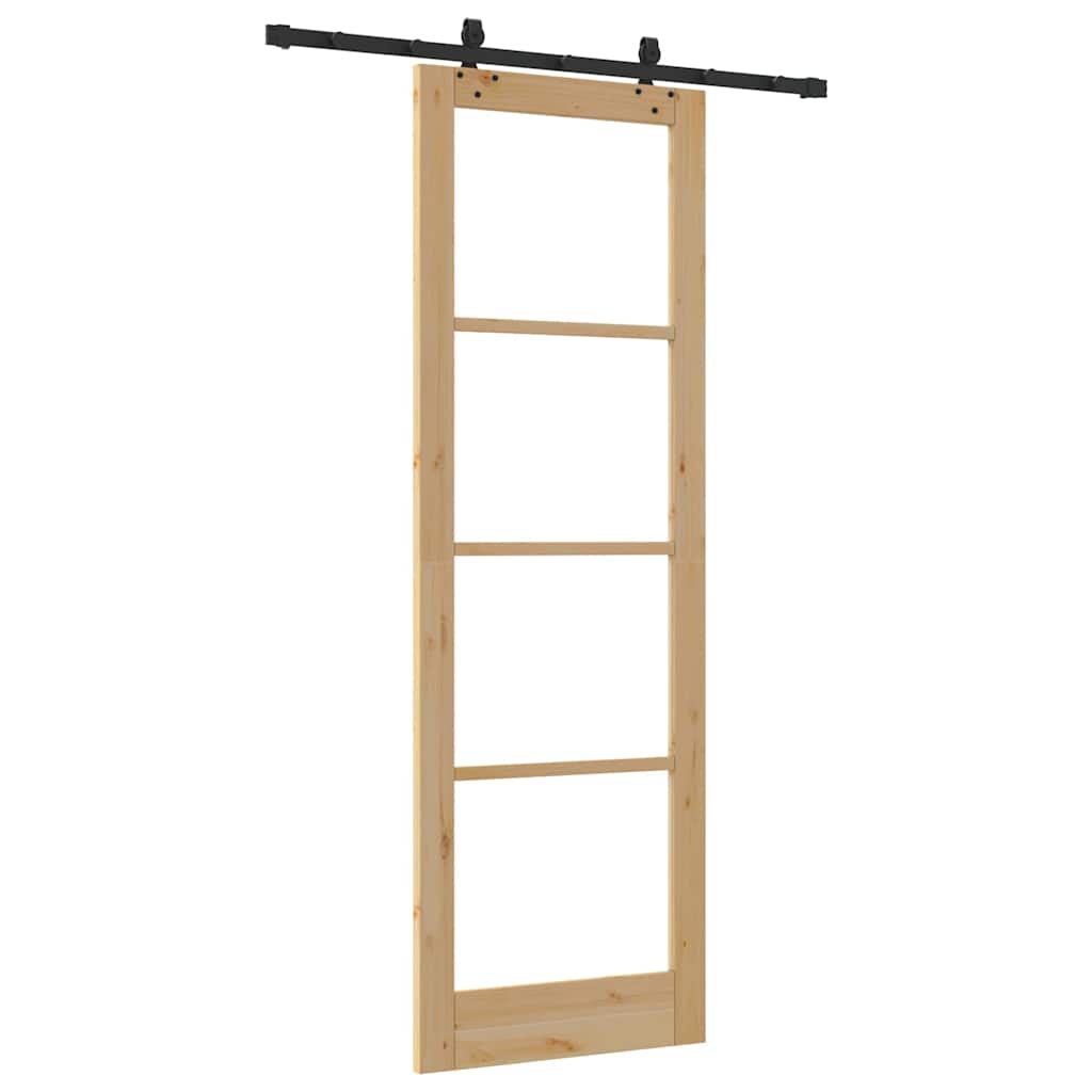 Porta Scorrevole  con Set di Accessori 78x232 cm Legno Massello di Pino 3332275