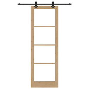 Porta Scorrevole  con Set di Accessori 78x232 cm Legno Massello di Pino 3332275