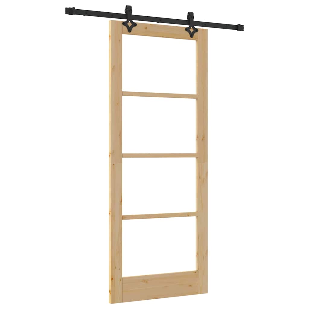 Porta scorrevole  con set di ferramenta 83x202 cm Legno massello di pino 3332277