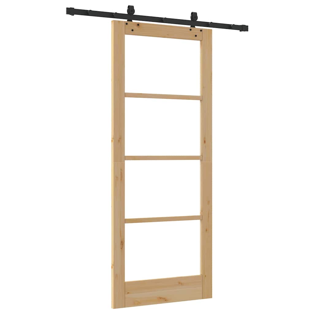Porta scorrevole  con set di ferramenta 83x202 cm Legno massello di pino 3332277