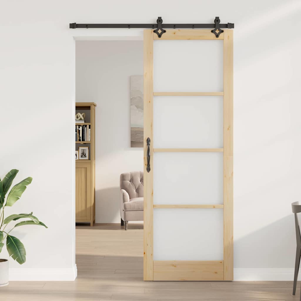 vidaXL Porta Scorrevole Marrone 83 x 232 cm Legno e metallo