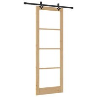 Porta Scorrevole  con Set di Ferramenta 83x232 cm Legno Massello di Pino 3332281