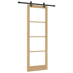 Porta Scorrevole  con Set di Ferramenta 83x232 cm Legno Massello di Pino 3332281