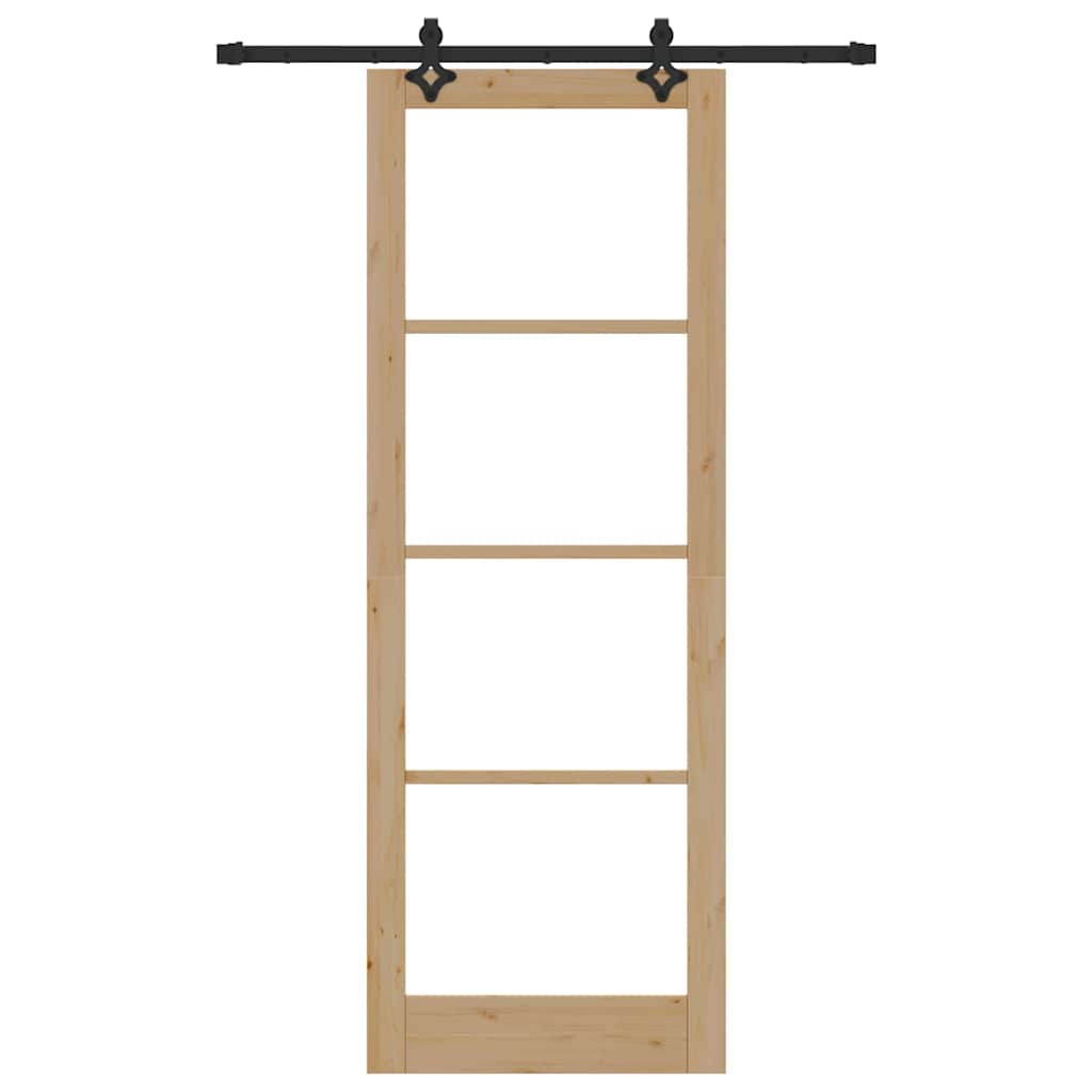 Porta Scorrevole  con Set di Ferramenta 83x232 cm Legno Massello di Pino 3332281