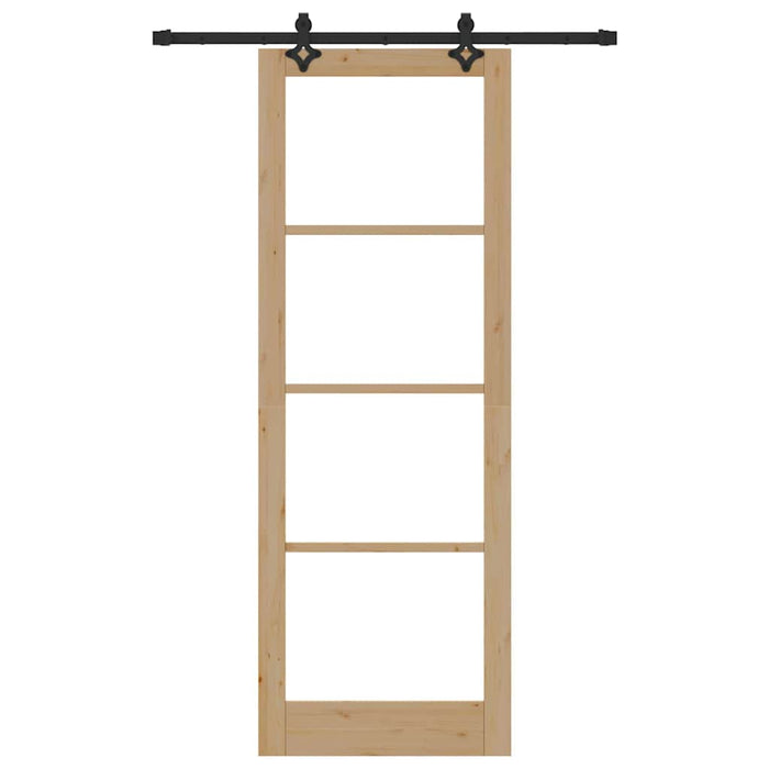 Porta Scorrevole  con Set di Ferramenta 83x232 cm Legno Massello di Pino 3332281