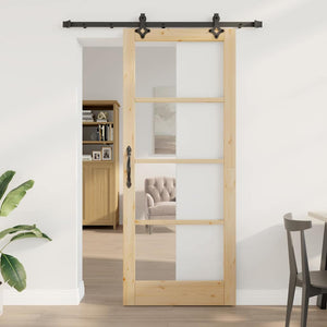vidaXL Porta Scorrevole Marrone 86 x 211 cm Legno e metallo