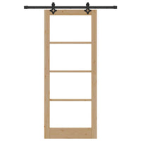 Porta Scorrevole  con Kit Hardware 86x211 cm Legno Massello di Pino 3332285