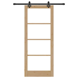 Porta Scorrevole  con Kit Hardware 86x211 cm Legno Massello di Pino 3332285