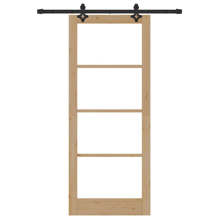 Porta Scorrevole  con Kit Hardware 86x211 cm Legno Massello di Pino 3332285