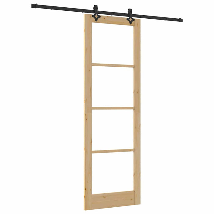 Porta Scorrevole con Set di Ferramenta 78x232 cm in Legno Massello di Pino 3332303