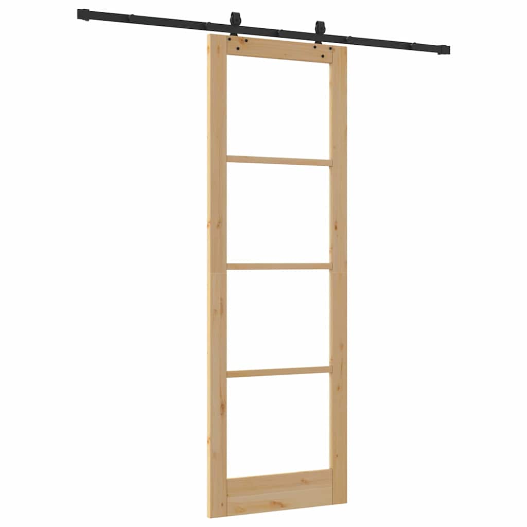 Porta Scorrevole con Set di Ferramenta 78x232 cm in Legno Massello di Pino 3332303
