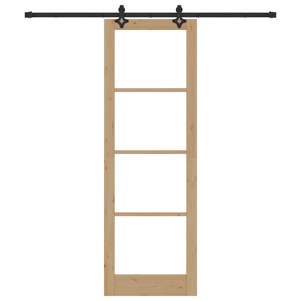 Porta Scorrevole con Set di Ferramenta 78x232 cm in Legno Massello di Pino 3332303
