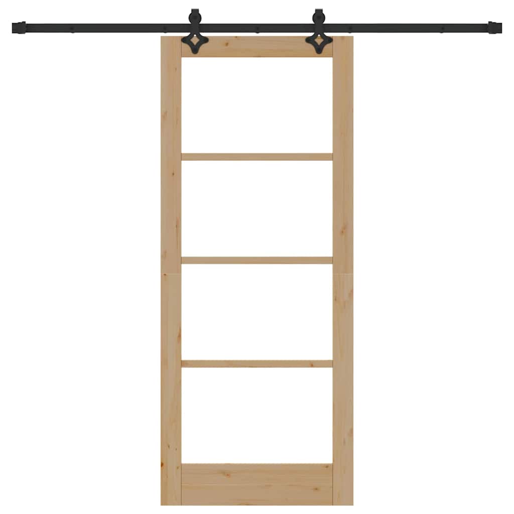 Porta Scorrevole  con Set di Ferramenta 83x202 cm in Legno Massello di Pino 3332305