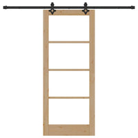 Porta Scorrevole  con Set di Ferramenta 83x202 cm in Legno Massello di Pino 3332305