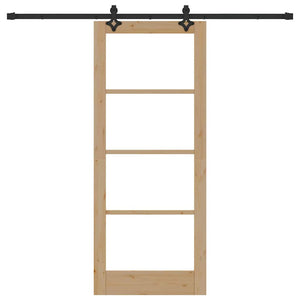 Porta Scorrevole  con Set di Ferramenta 83x202 cm in Legno Massello di Pino 3332305