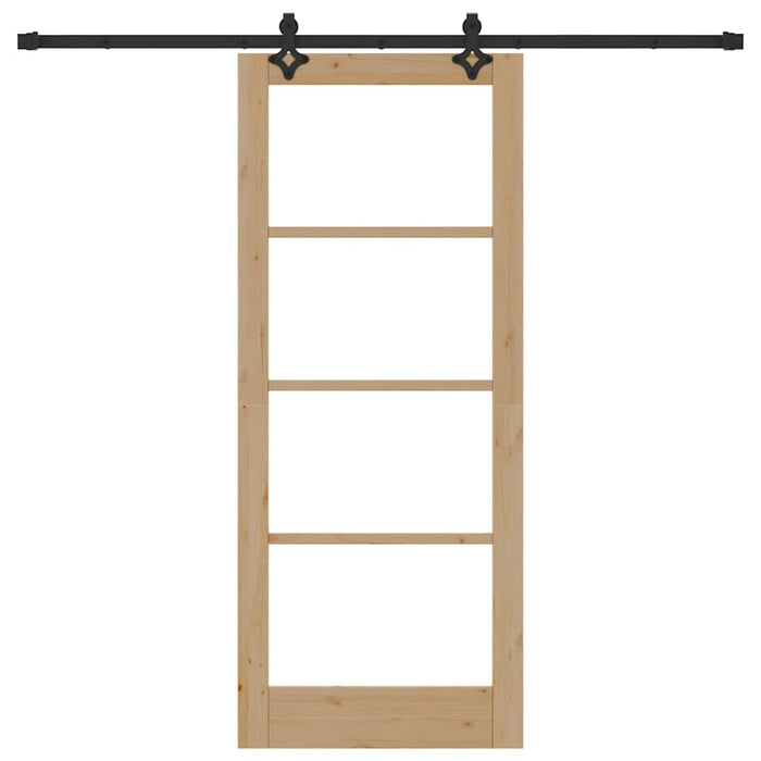 Porta Scorrevole  con Set di Ferramenta 83x202 cm in Legno Massello di Pino 3332305