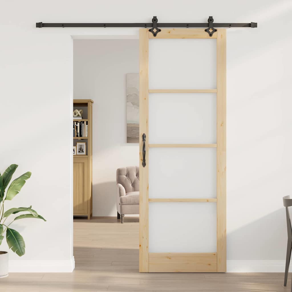 Porta scorrevole  con set di accessori 83x232 cm in legno massello di pino 3332309