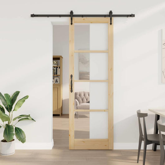 Porta Scorrevole Manuale Marrone 78 x 232 cm Legno e metallo 3332331