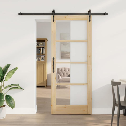 Porta Scorrevole Manuale Marrone 83 x 202 cm Legno e metallo 3332333