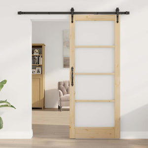 Porta Scorrevole Manuale Marrone 83 x 202 cm Legno e metallo 3332333