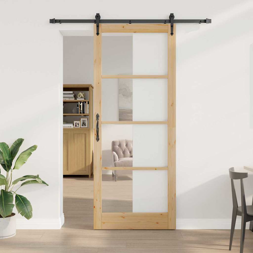 Porta Scorrevole Manuale Marrone 83 x 232 cm Legno e metallo 3332337
