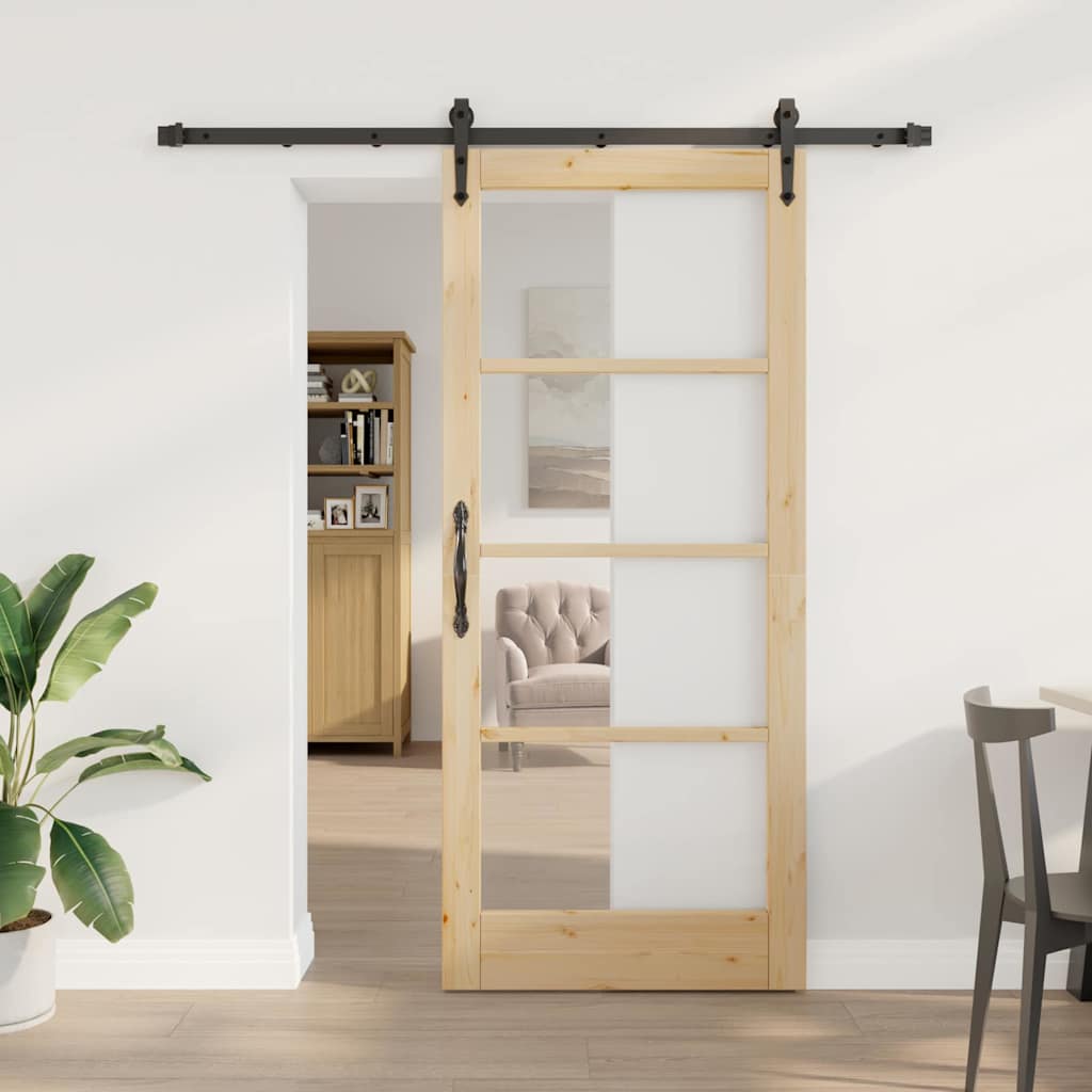 Porta Scorrevole Marrone 86 x 198.5 cm Legno e metallo 3332339