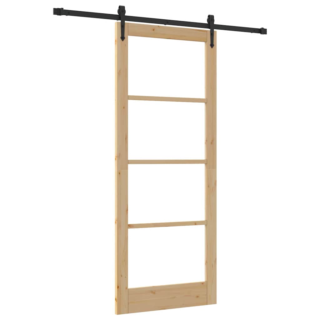 Porta Scorrevole Manuale Marrone 86 x 211 cm Legno e metallo 3332341