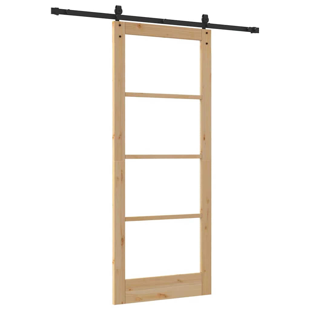Porta Scorrevole Manuale Marrone 86 x 211 cm Legno e metallo 3332341