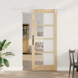 Porta Scorrevole Manuale Marrone 83 x 202 cm Legno e metallo 3332361