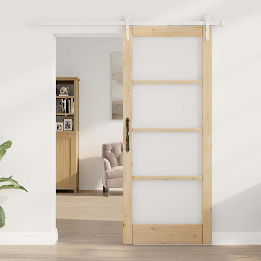 Porta Scorrevole Manuale Marrone 83 x 202 cm Legno e metallo 3332361
