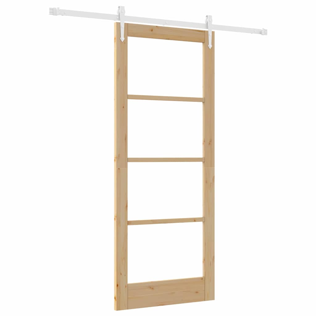 Porta Scorrevole Manuale Marrone 83 x 202 cm Legno e metallo 3332361