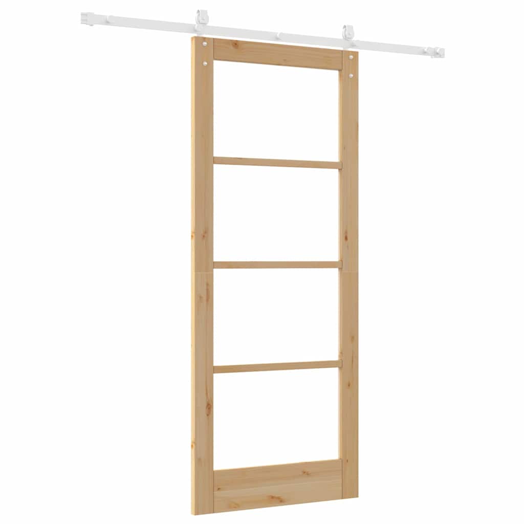 Porta Scorrevole Manuale Marrone 83 x 202 cm Legno e metallo 3332361