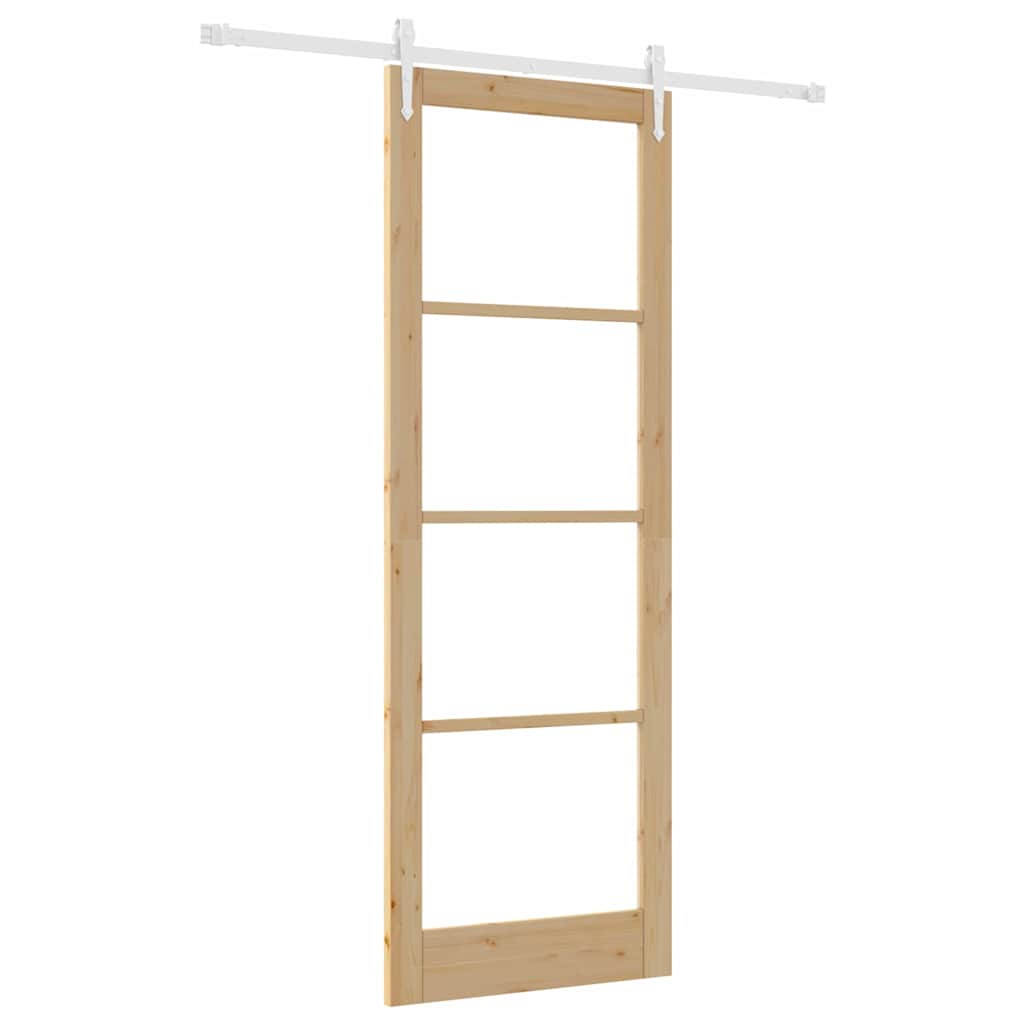Porta Scorrevole Manuale Marrone 83 x 232 cm Legno e metallo 3332365