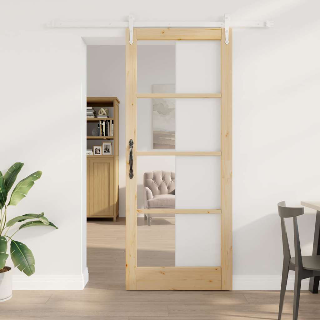 Porta Scorrevole Manuale Marrone 86 x 211 cm Legno e metallo 3332369