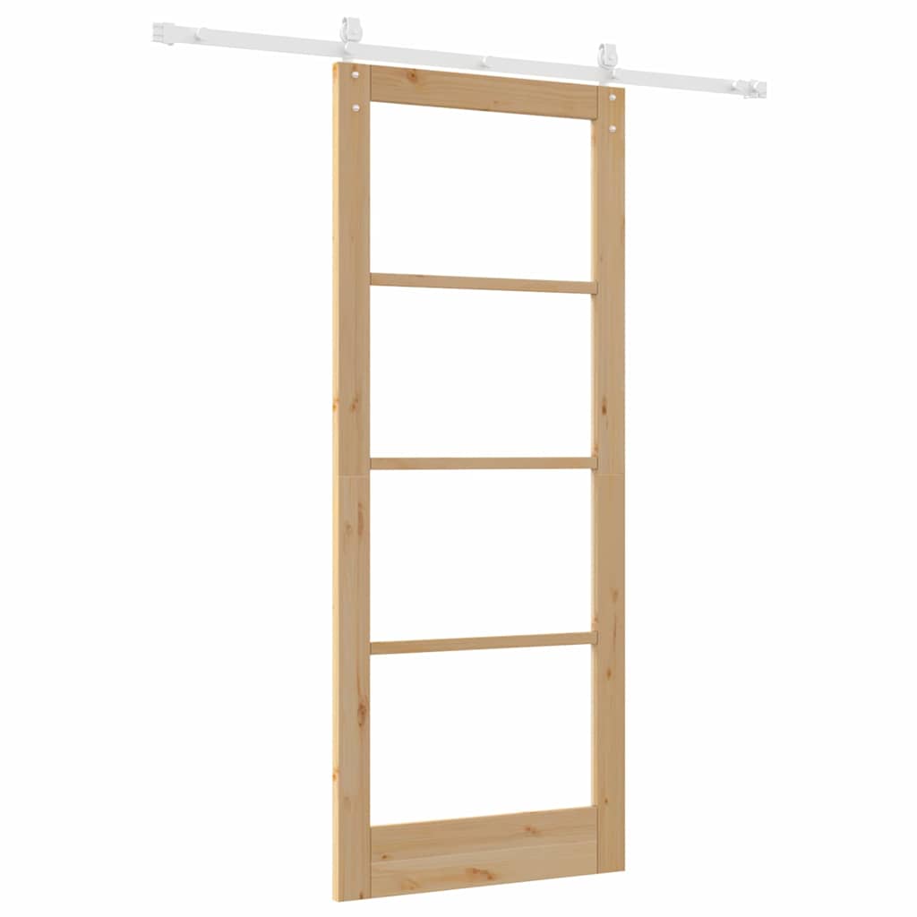 Porta Scorrevole Manuale Marrone 86 x 211 cm Legno e metallo 3332369