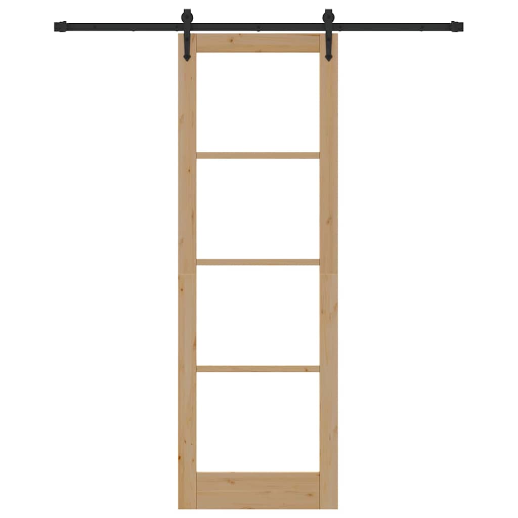 Set di Porta Scorrevole  con Ferramenta 78x232 cm Legno Massello di Pino 3332387