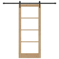 Porta Scorrevole con Set Ferramenta 83x202 cm in Legno Massello di Pino 3332389