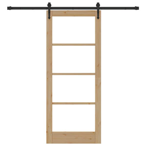 Porta Scorrevole con Set Ferramenta 83x202 cm in Legno Massello di Pino 3332389