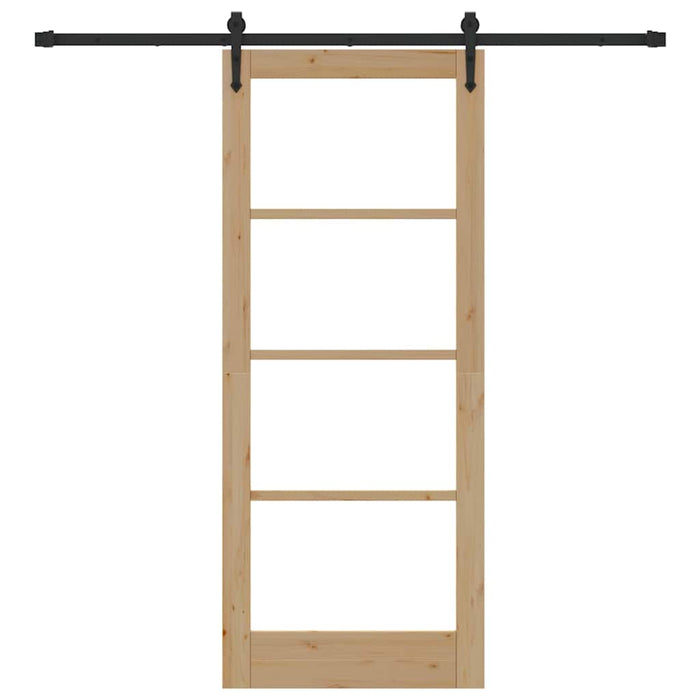 Porta Scorrevole con Set Ferramenta 83x202 cm in Legno Massello di Pino 3332389