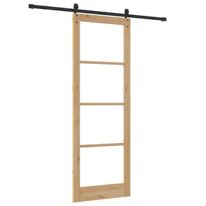 Set di porta scorrevole  con accessori 83x232 cm in legno massello di pino 3332393